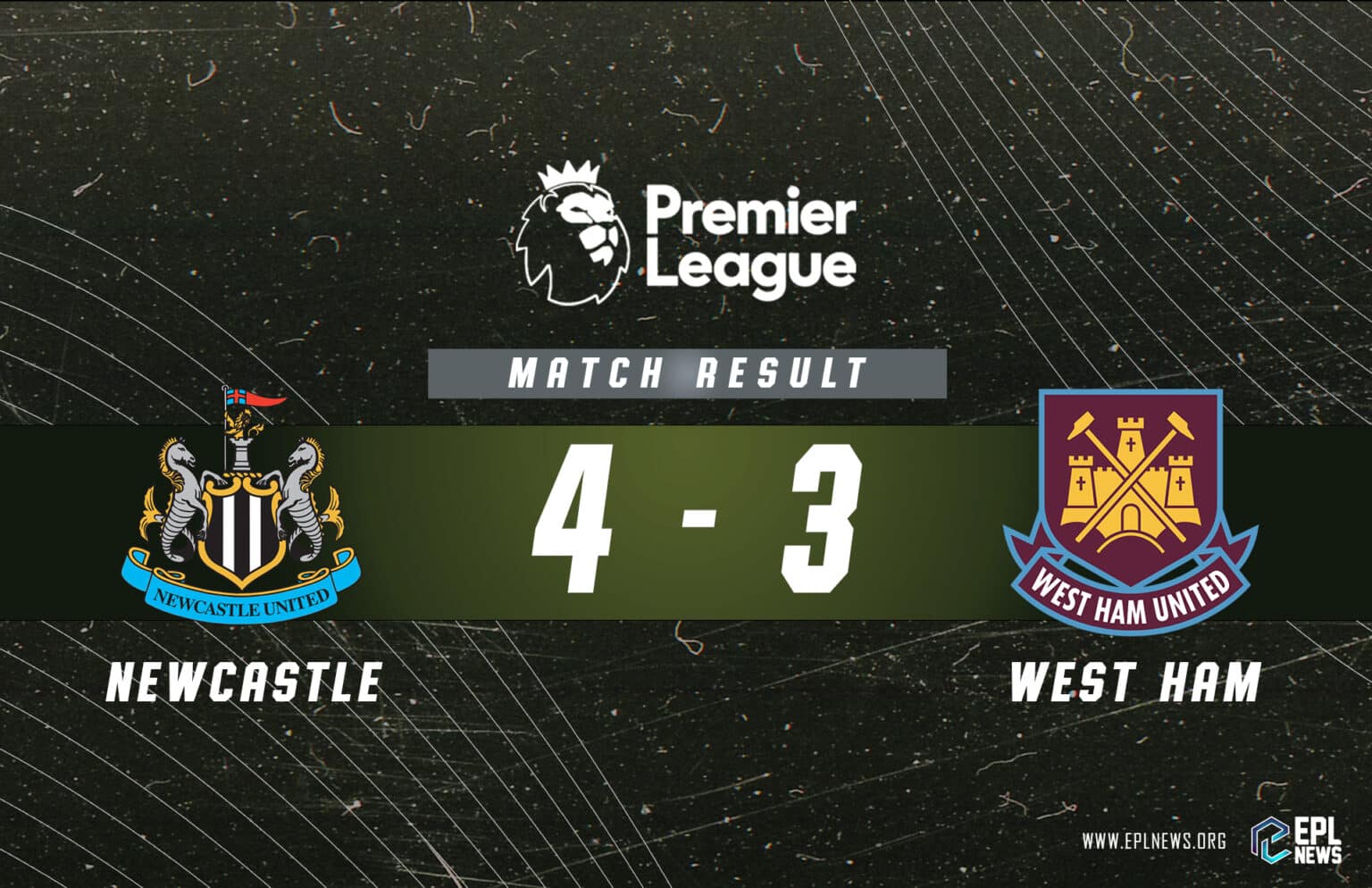Rapport Newcastle vs West Ham 4-3