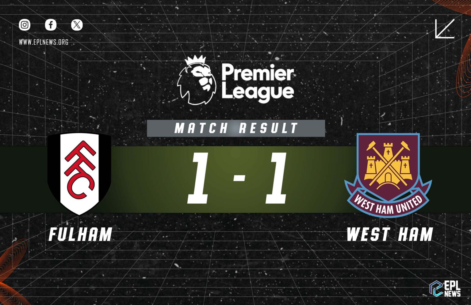 Fulham vs West Ham 1-1