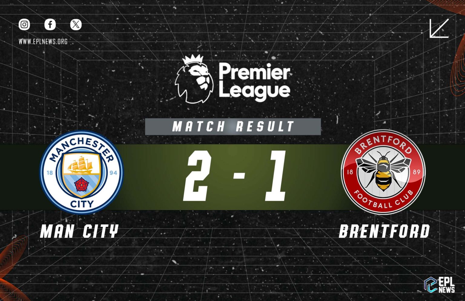 Manchester City vs Brentford 2-1