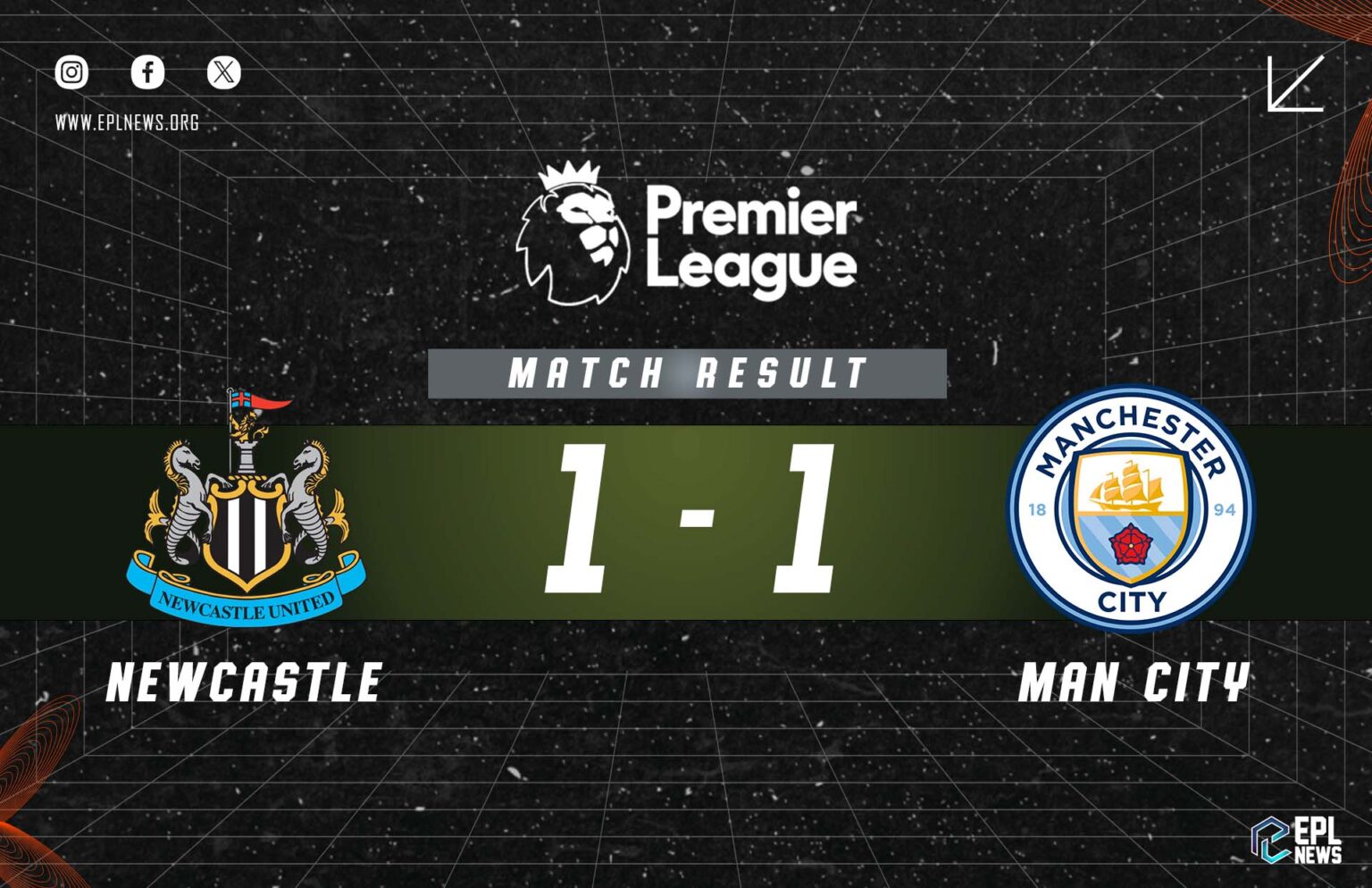 Rapport Newcastle vs Manchester City