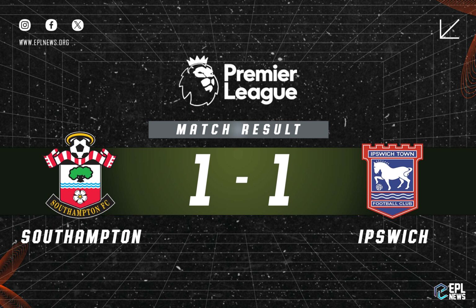 Southampton vs Ipswich 1-1