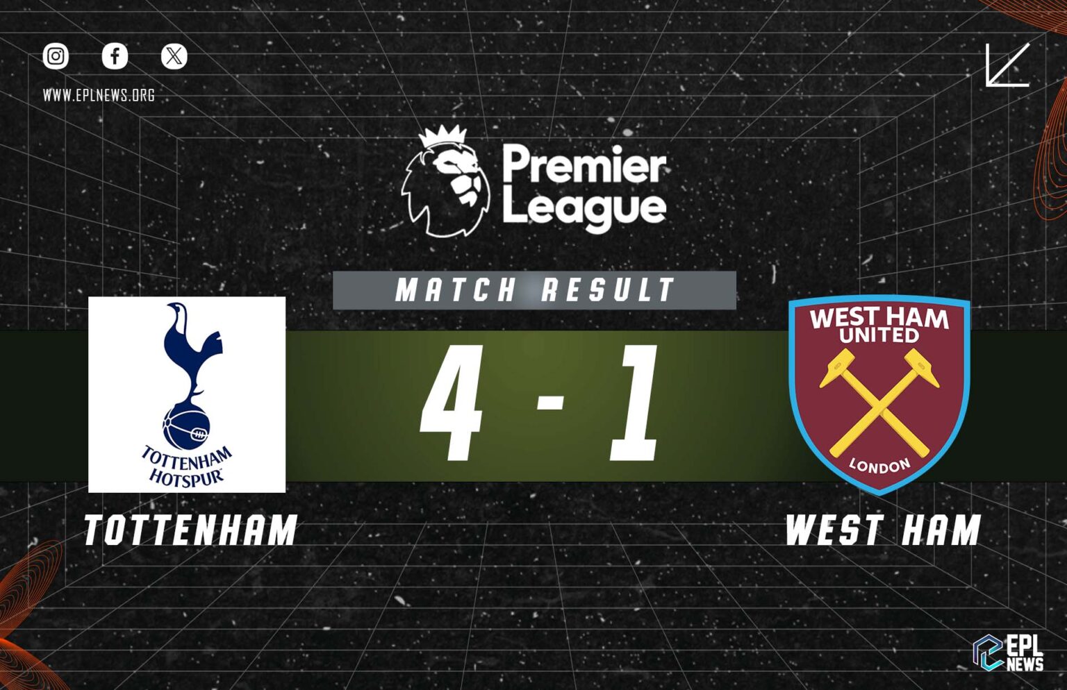 Tottenham vs West Ham 4-1