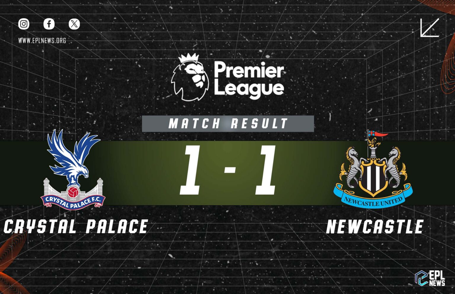 Crystal Palace vs Newcastle 1-1