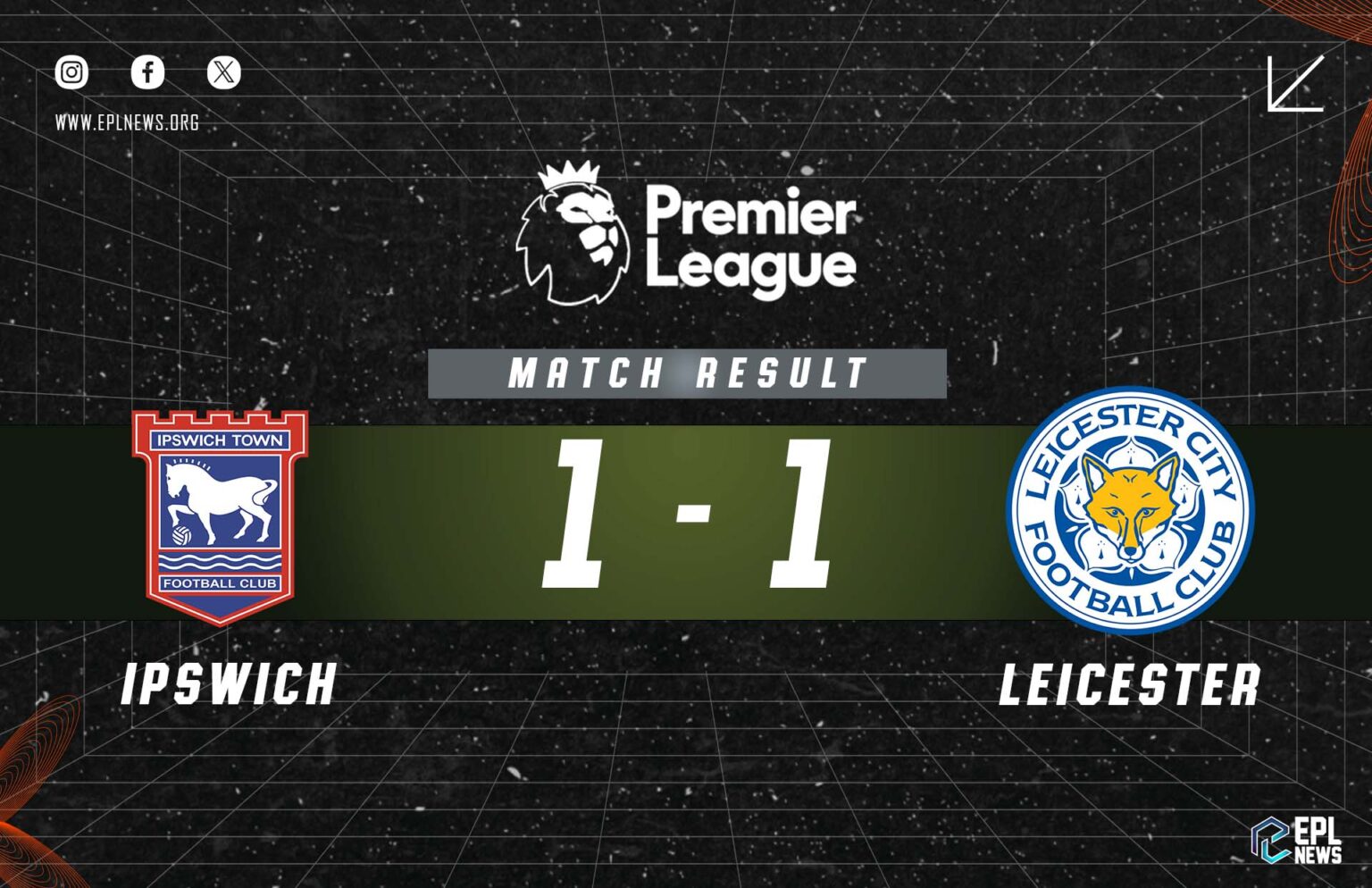 Ipswich vs Leicester City 1-1