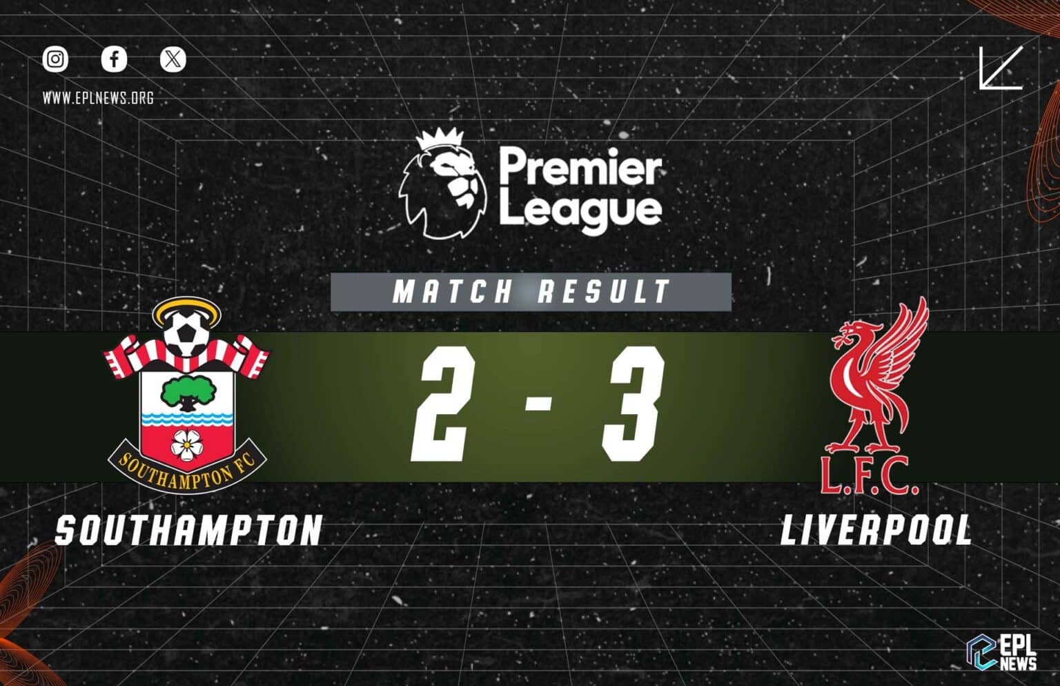 Southampton vs Liverpool 2-3