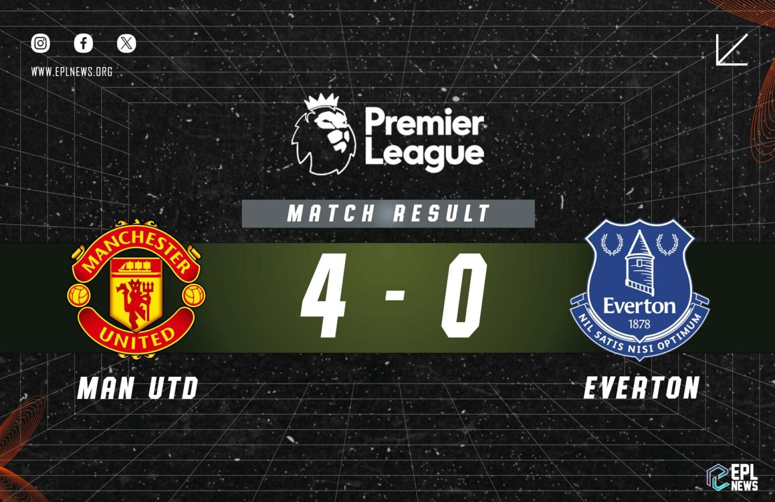 Rapport 4-0 de Manchester United contre Everton