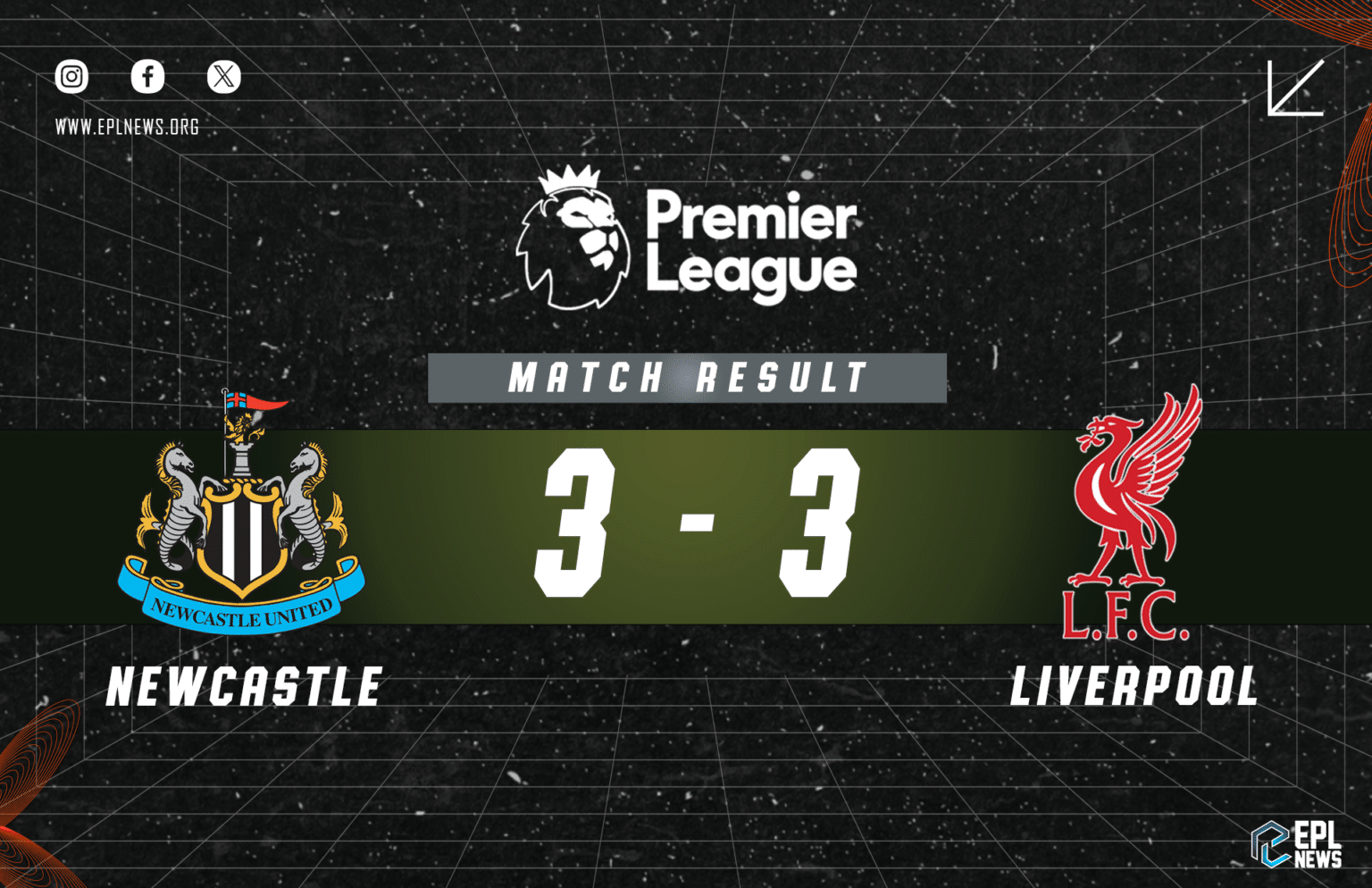 Newcastle vs Liverpool 3-3