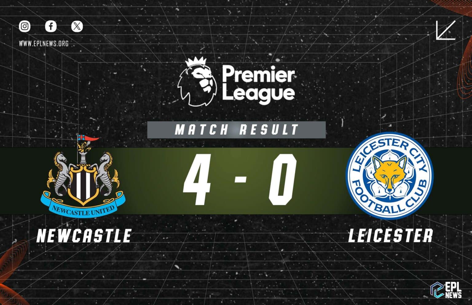 Newcastle vs Leicester City 4-0