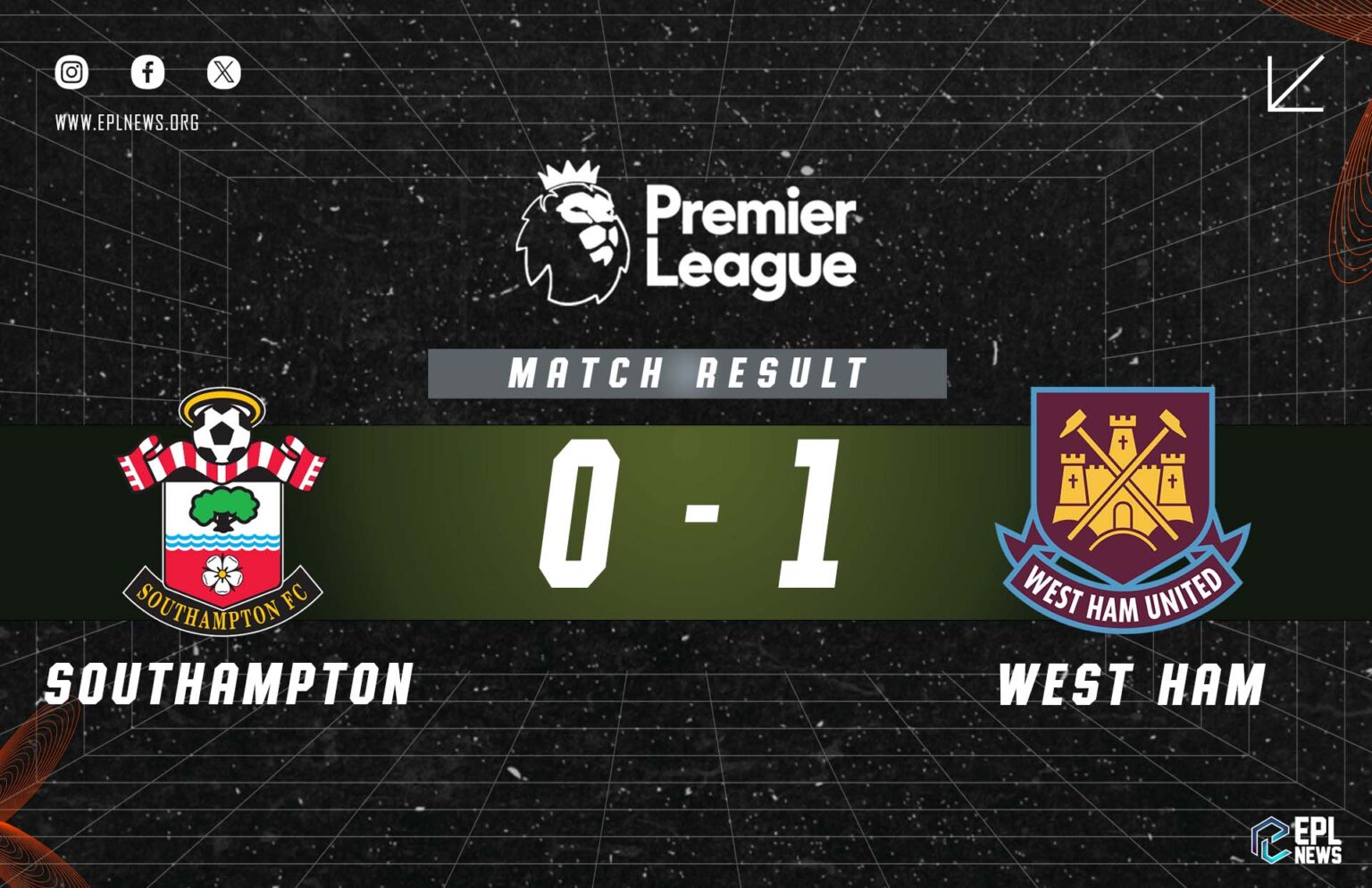 Southampton vs West Ham 1-0