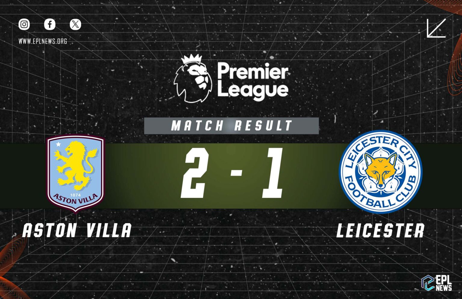 Aston Villa vs Leicester City 2-1