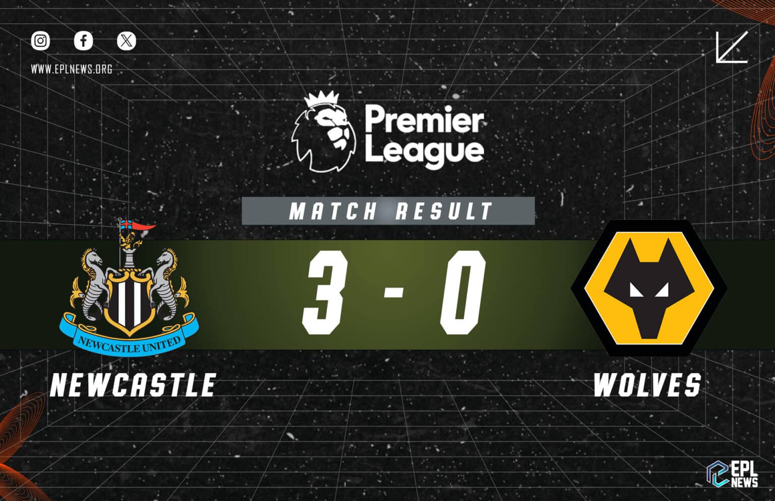 Newcastle vs Wolves 3-0