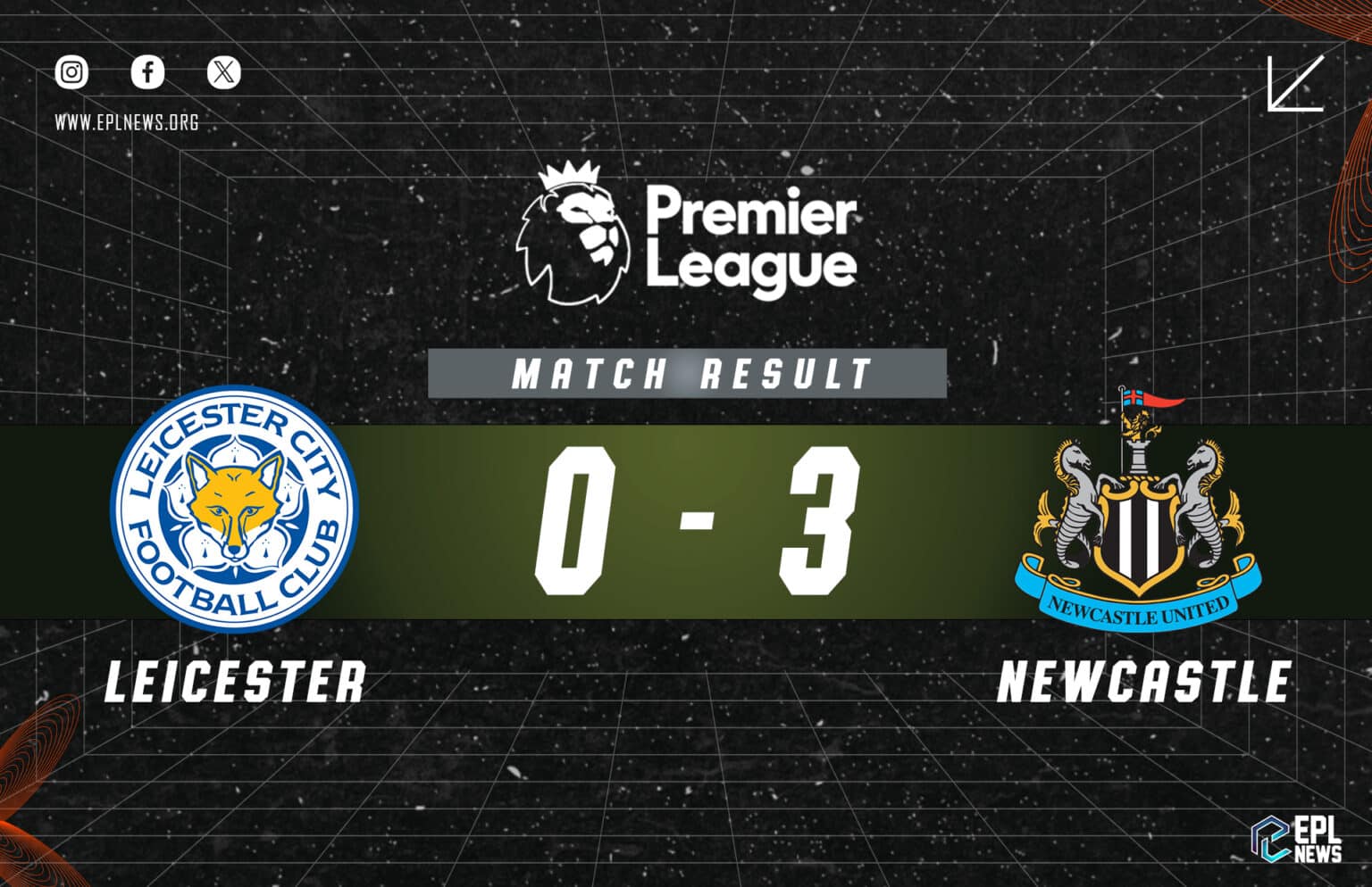 Leicester vs Newcastle 0-3