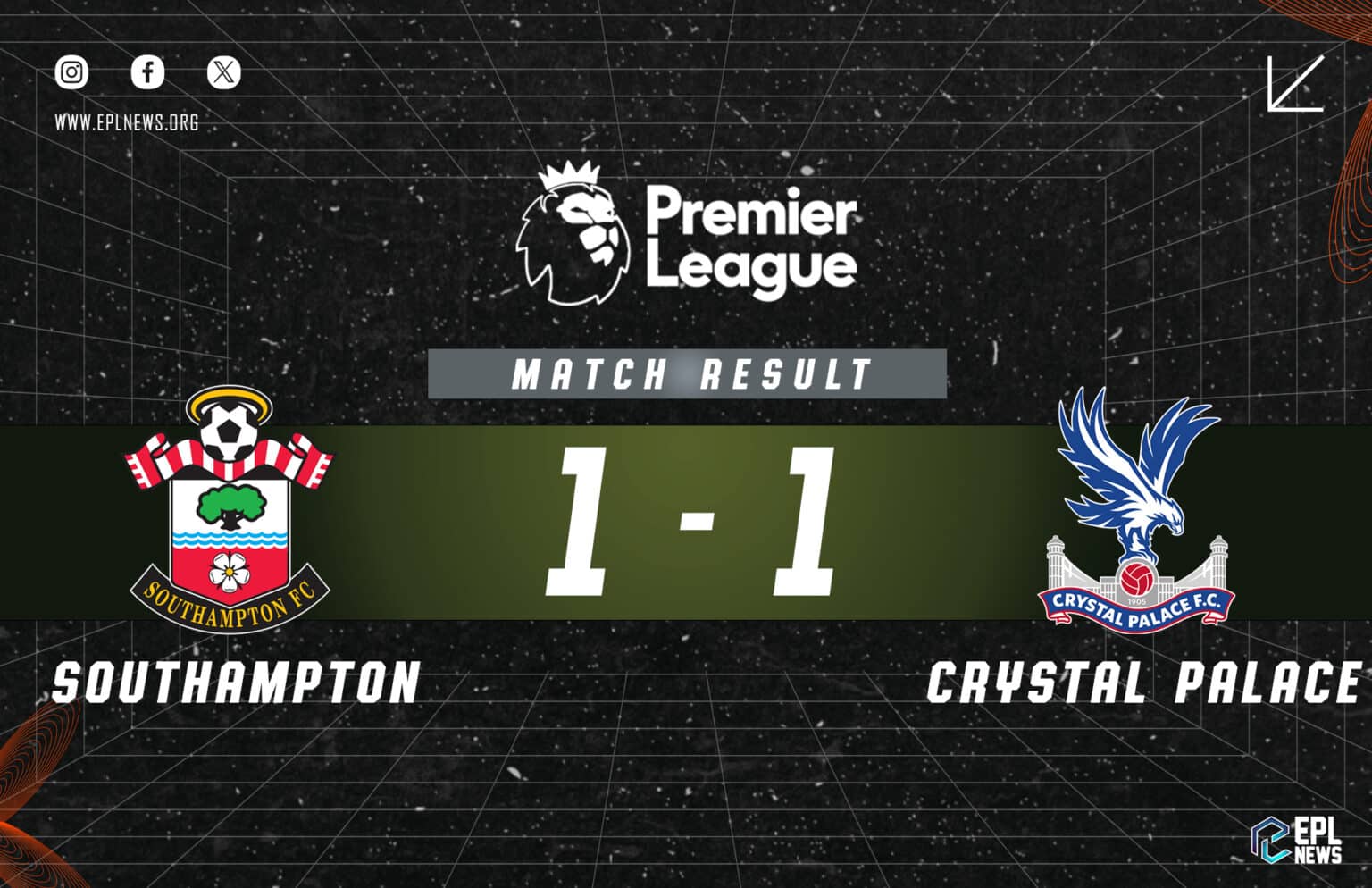 Southampton vs Crystal Palace 1-1