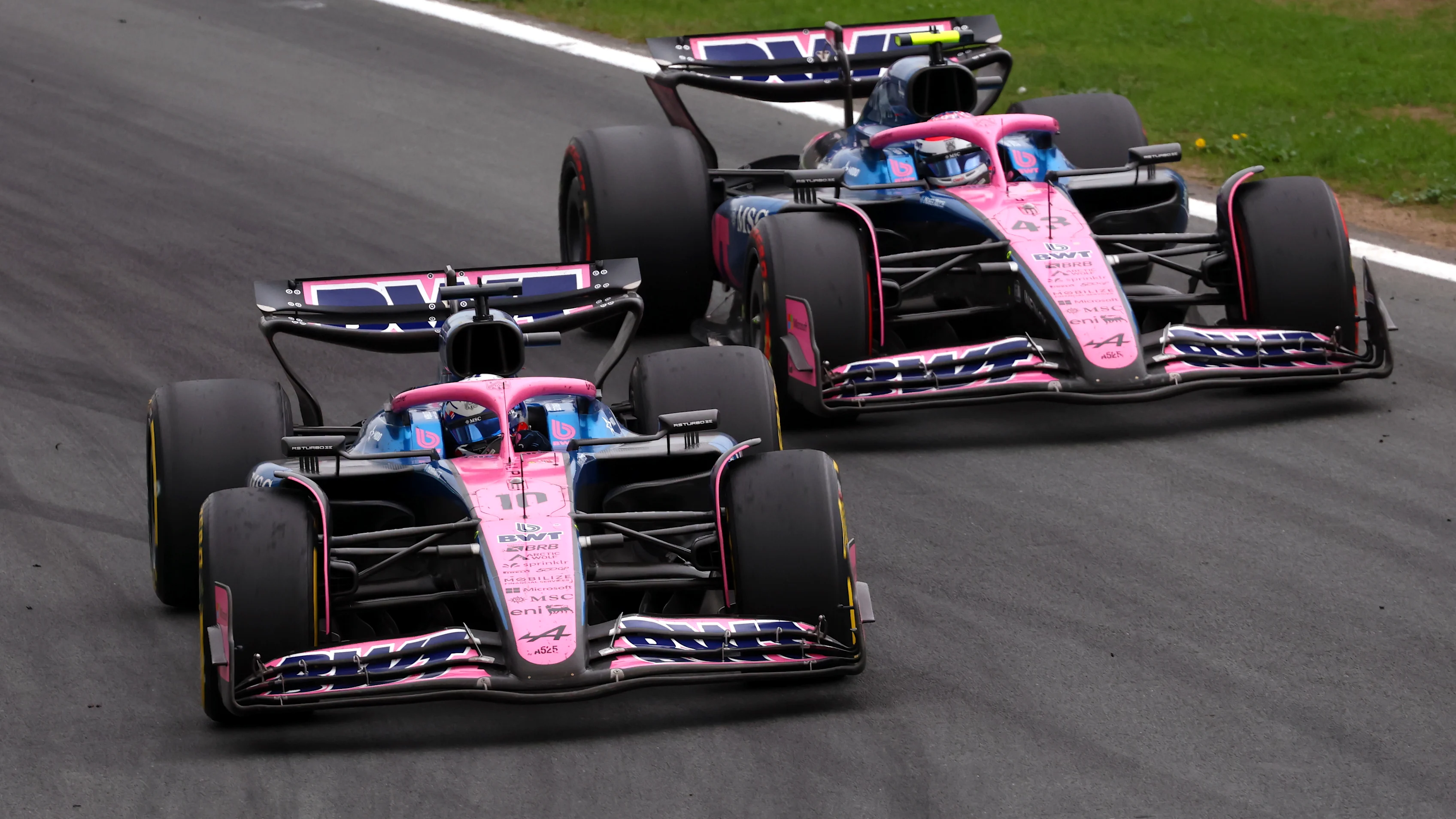 ZANDVOORT, NETHERLANDS - AUGUST 31: Pierre Gasly of France driving the (10) Alpine F1 A525 Renault leads Franco Colapinto of Argentina driving the (43) Alpine F1 A525 Renault on track during the F1 Grand Prix of Netherlands at Circuit Zandvoort on August 31, 2025 in Zandvoort, Netherlands. (Photo by Clive Rose/Getty Images)