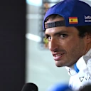 MONZA, ITALY - SEPTEMBER 06: Thirteenth placed qualifier Carlos Sainz of Spain and Williams is interviewed during qualifying ahead of the F1 Grand Prix of Italy at Autodromo Nazionale Monza on September 06, 2025 in Monza, Italy. (Photo by Mark Sutton - Formula 1/Formula 1 via Getty Images)