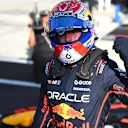 MONZA, ITALY - SEPTEMBER 06: Pole position qualifier Max Verstappen of the Netherlands and Oracle Red Bull Racing celebrates in parc ferme during qualifying ahead of the F1 Grand Prix of Italy at Autodromo Nazionale Monza on September 06, 2025 in Monza, Italy. (Photo by Rudy Carezzevoli/Getty Images)