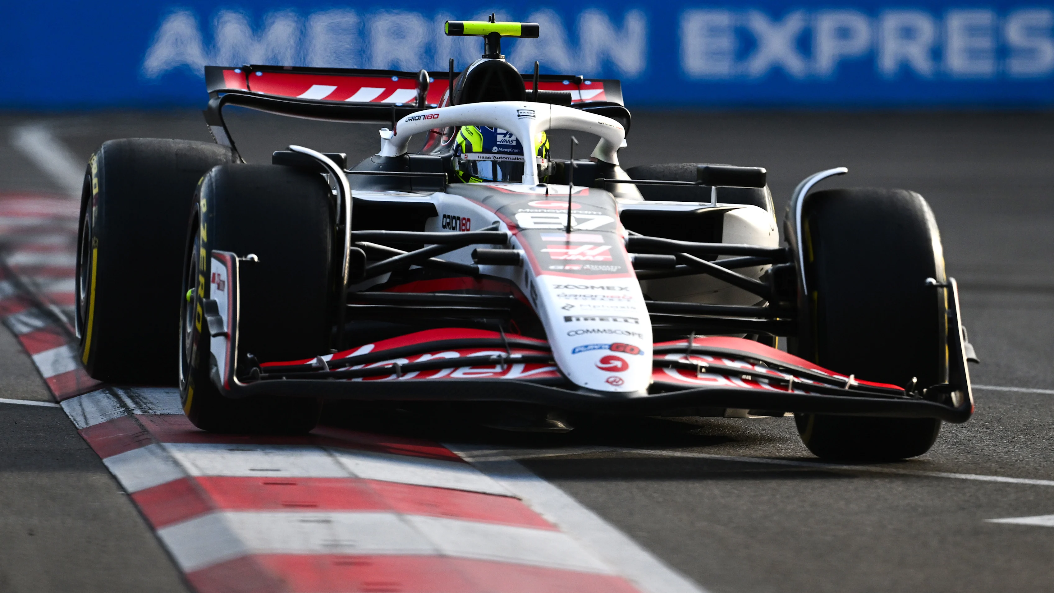 BAKU, AZERBAIJAN - SEPTEMBER 19: Oliver Bearman of Great Britain driving the (87) Haas F1 VF-25 Ferrari on track during practice ahead of the F1 Grand Prix of Azerbaijan at Baku City Circuit on September 19, 2025 in Baku, Azerbaijan. (Photo by Mark Sutton - Formula 1/Formula 1 via Getty Images)