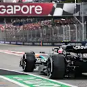SINGAPORE, SINGAPORE - OCTOBER 03: Andrea Kimi Antonelli of Italy driving the (12) Mercedes AMG Petronas F1 Team W16 leaves the pitlane during practice ahead of the F1 Grand Prix of Singapore at Marina Bay Street Circuit on October 03, 2025 in Singapore, Singapore. (Photo by Mark Sutton - Formula 1/Formula 1 via Getty Images)