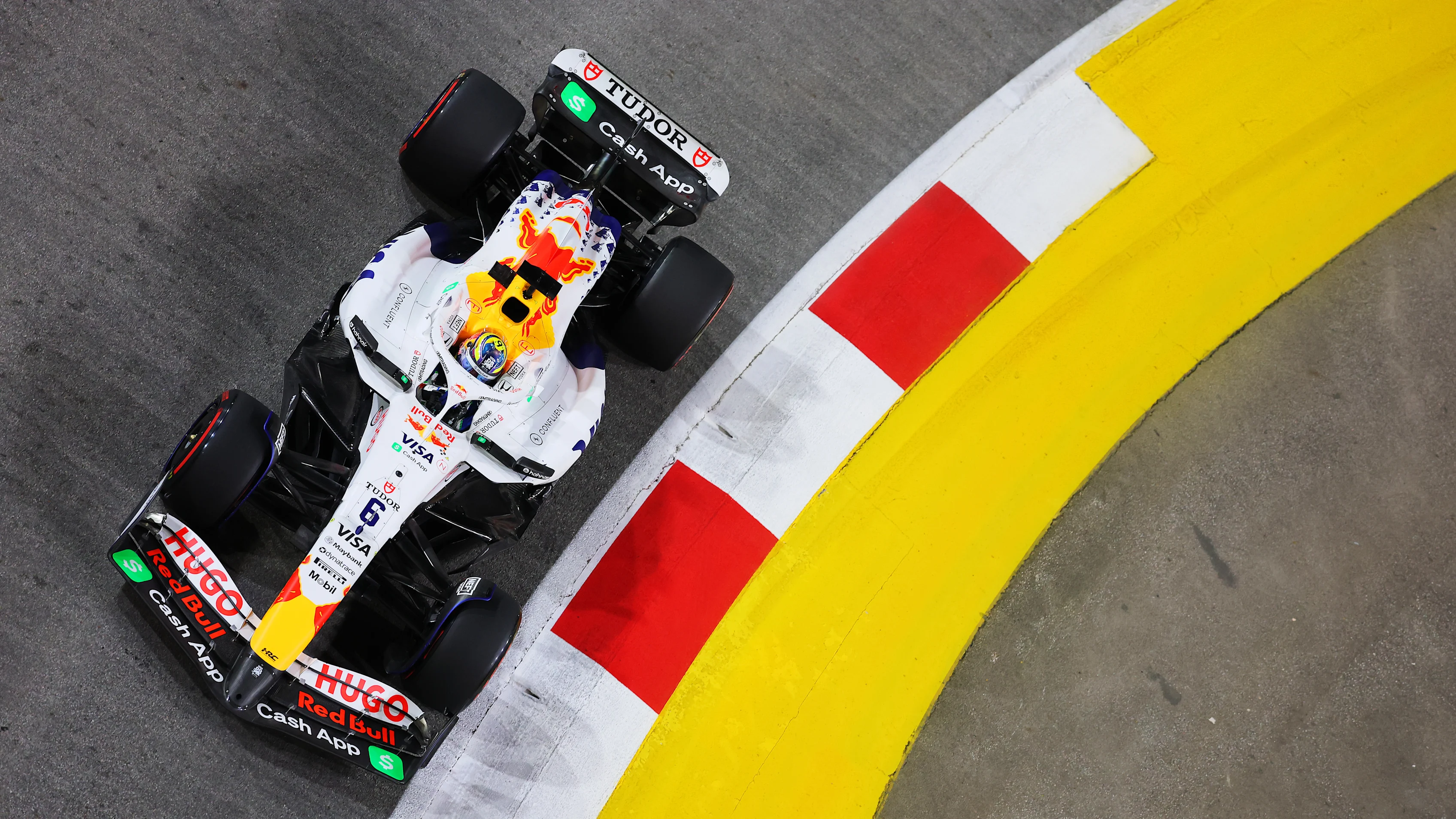 SINGAPORE, SINGAPORE - OCTOBER 03: Isack Hadjar of France driving the (6) Visa Cash App Racing Bulls VCARB 02 on track during practice ahead of the F1 Grand Prix of Singapore at Marina Bay Street Circuit on October 03, 2025 in Singapore, Singapore. (Photo by Clive Rose - Formula 1/Formula 1 via Getty Images)