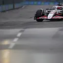 SINGAPORE, SINGAPORE - OCTOBER 04: Esteban Ocon of France driving the (31) Haas F1 VF-25 Ferrari on track during final practice ahead of the F1 Grand Prix of Singapore at Marina Bay Street Circuit on October 04, 2025 in Singapore, Singapore. (Photo by Rudy Carezzevoli/Getty Images)