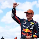 AUSTIN, TEXAS - OCTOBER 18: Sprint winner Max Verstappen of the Netherlands and Oracle Red Bull Racing in parc ferme during the Sprint ahead of the F1 Grand Prix of United States at Circuit of The Americas on October 18, 2025 in Austin, Texas. (Photo by Bryn Lennon - Formula 1/Formula 1 via Getty Images)