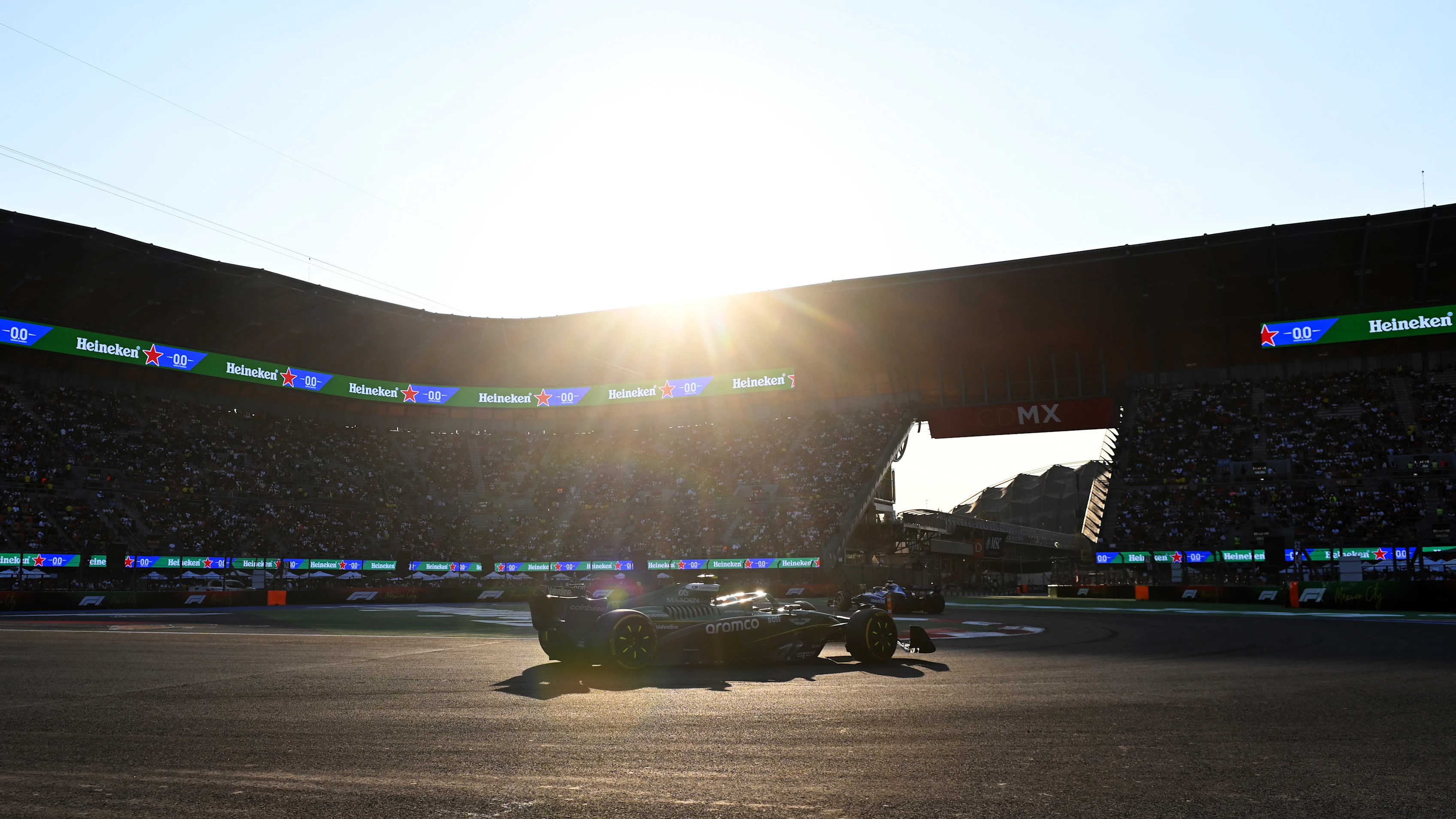 MEXICO CITY, MEXICO - OCTOBER 24: Fernando Alonso of Spain driving the (14) Aston Martin F1 Team AMR25 Mercedes on track during practice ahead of the F1 Grand Prix of Mexico at Autodromo Hermanos Rodriguez on October 24, 2025 in Mexico City, Mexico. (Photo by Rudy Carezzevoli/Getty Images)