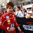 MEXICO CITY, MEXICO - OCTOBER 25: Second placed qualifier Charles Leclerc of Monaco and Scuderia Ferrari in parc ferme during qualifying ahead of the F1 Grand Prix of Mexico at Autodromo Hermanos Rodriguez on October 25, 2025 in Mexico City, Mexico. (Photo by Hector Vivas/Getty Images)