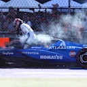 MEXICO CITY, MEXICO - OCTOBER 26: Carlos Sainz of Spain and Williams climbs out of his car after stopping during the F1 Grand Prix of Mexico at Autodromo Hermanos Rodriguez on October 26, 2025 in Mexico City, Mexico. (Photo by Clive Rose/Getty Images)
