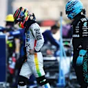 MEXICO CITY, MEXICO - OCTOBER 26: Fifth placed Oscar Piastri of Australia and McLaren and Seventh placed George Russell of Great Britain and Mercedes AMG Petronas F1 Team weigh in during the F1 Grand Prix of Mexico at Autodromo Hermanos Rodriguez on October 26, 2025 in Mexico City, Mexico. (Photo by Peter Fox/Getty Images)