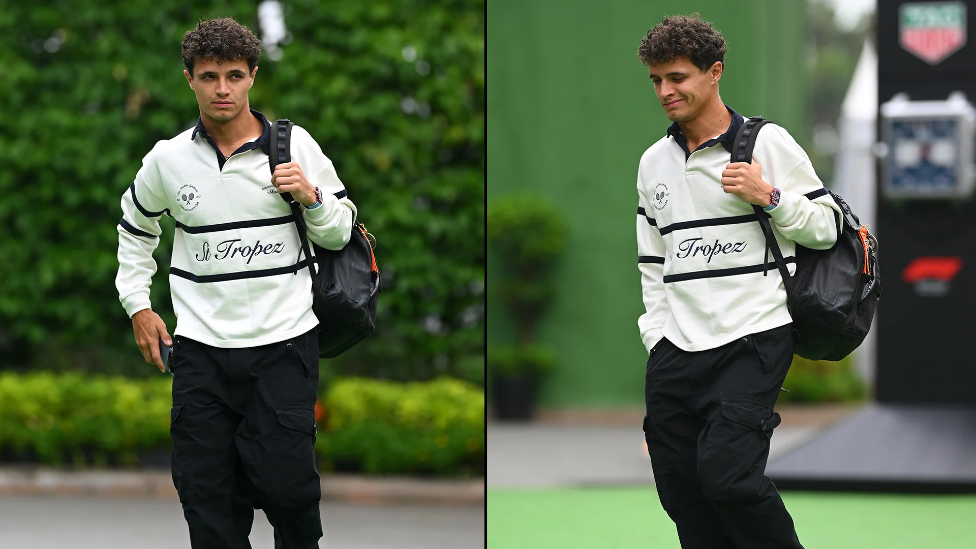 Lando Norris est arrivé dans le paddock dans un polo de rugby vintage. BLAPS POUR PLUS D'IMAGES