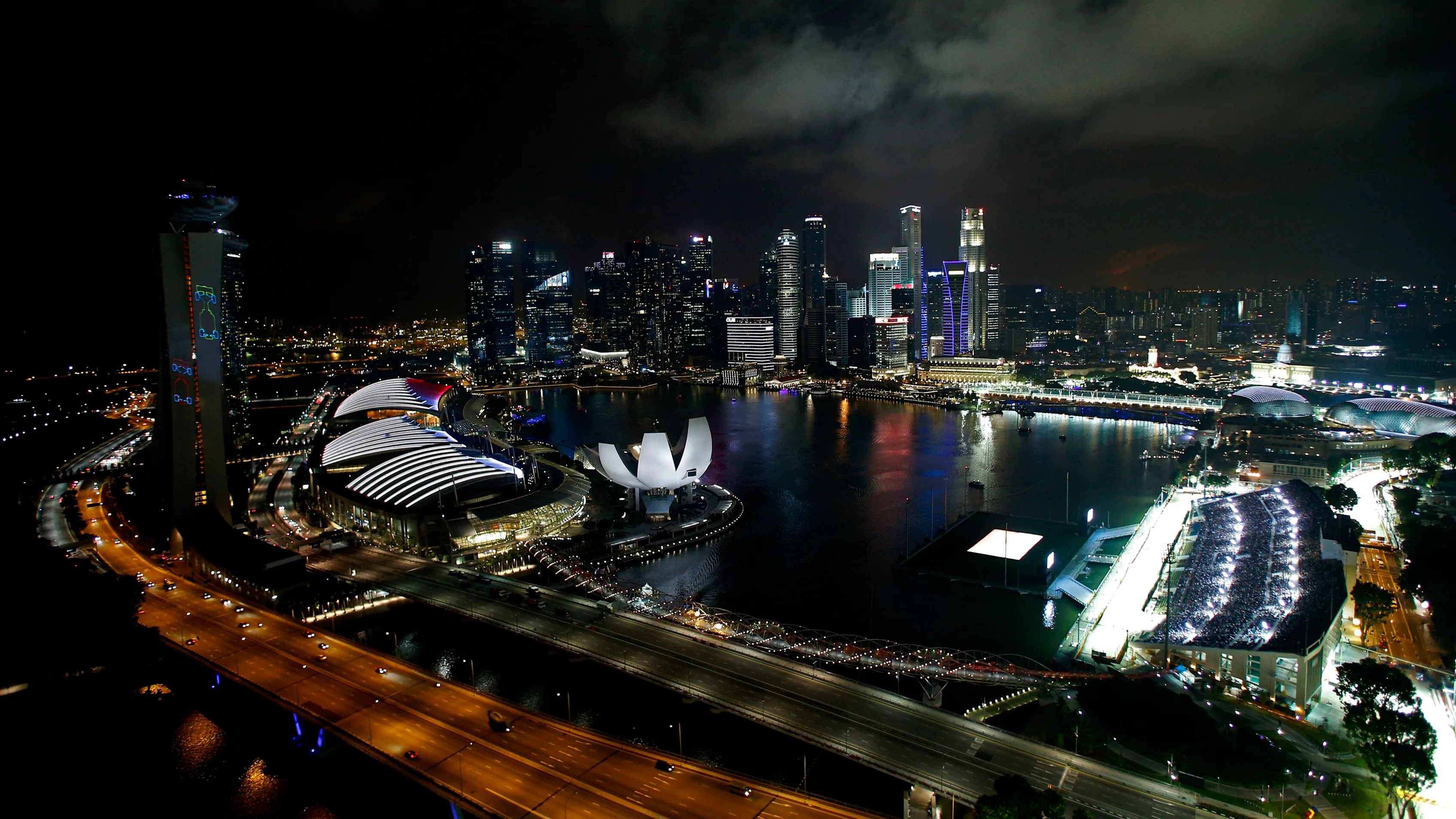 Action aérienne et Bay de Marina. Championnat du monde de Formule 1, RD14, Grand Prix de Singapour, Marina