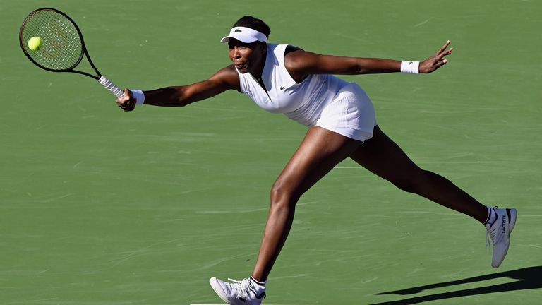 Venus Williams lors du BNP Paribas Open le 5 mars 2026 (Photo de John Cordes/Icon Sportswire) (Icon Sportswire via AP Images)